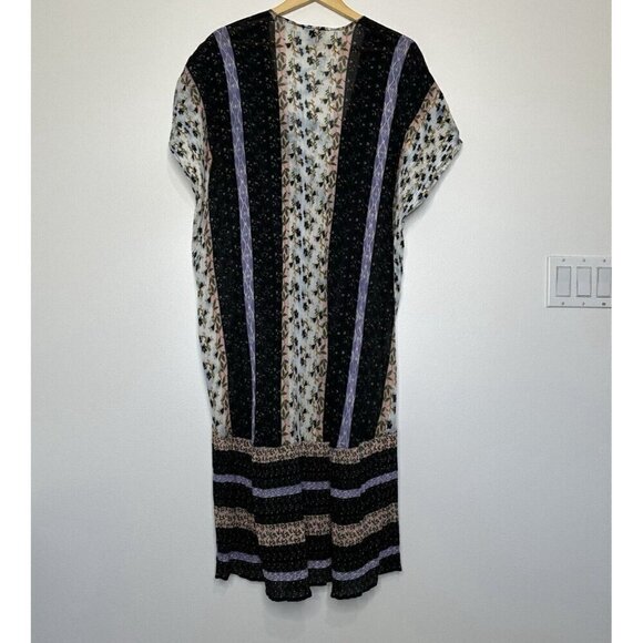 Steve Madden Tassel Tie Front Kimono Duster Floral Patchwork OS Boho Hippie - Picture 4 of 11